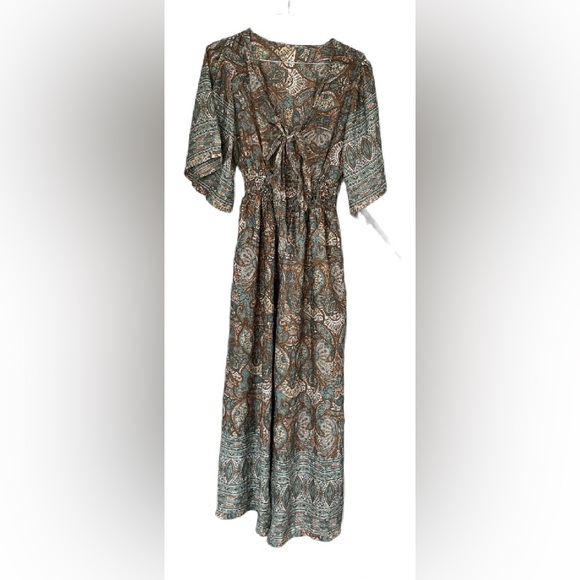 Flowy Multicolored Jumpsuit with tie front - Picture 1 of 1